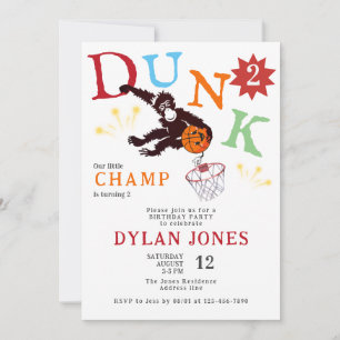 Invitation Dunk ! Anniversaire de enfant de basket-ball Monke