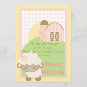 Invitation Dupe l'invitation de baby shower d'agneau de ferme