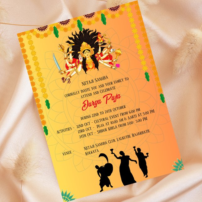 Invitation Durga Puja Navratri Bengali (Créateur téléchargé)