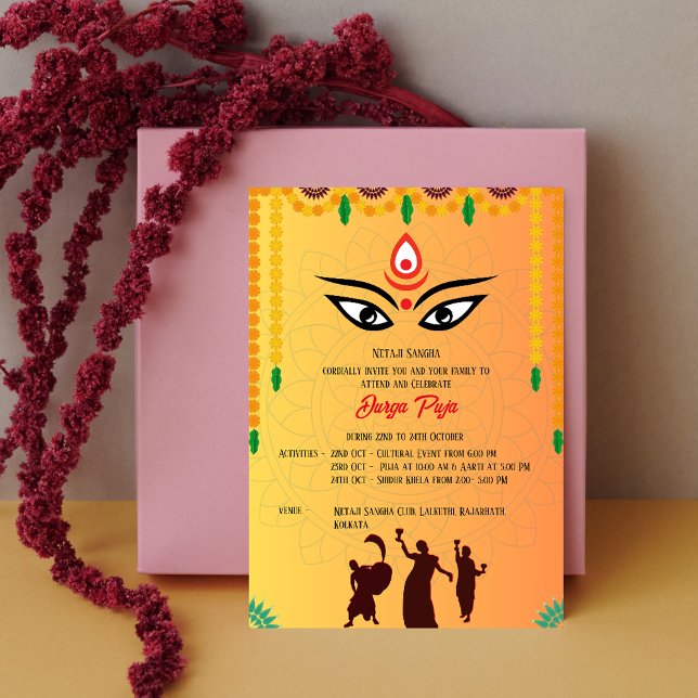 Invitation Durga Puja Navratri Bengali (Créateur téléchargé)