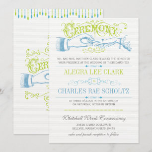Invitation Dusk Blue Lime Moderne Typographie Vintage Invitat