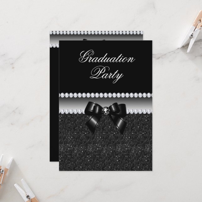 Invitation Dusky Black Graduation Party (Devant/Arrière en situation)