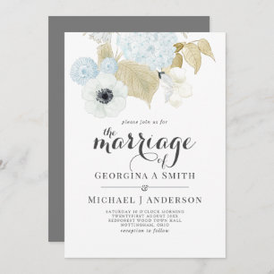 Invitation Dusty Bleu Blanc Marine Anemone Mariage BUDGET