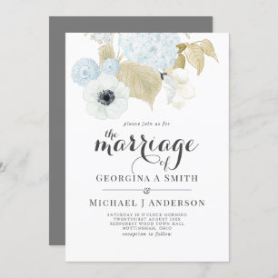 Invitation Dusty Bleu Blanc Marine Anemone Mariage BUDGET