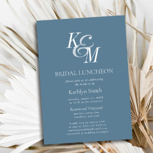 Invitation Dusty Bleu Élégant Classique Simple Bridal Déjeune
