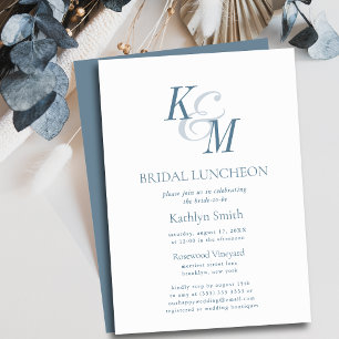 Invitation Dusty Bleu Élégant Classique Simple Bridal Déjeune