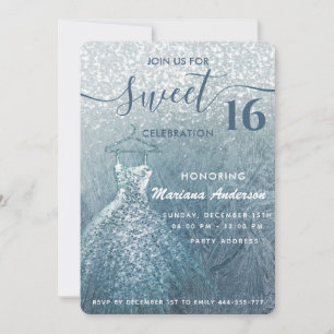 Invitation Dusty bleu neige hiver merveilleux doux 16