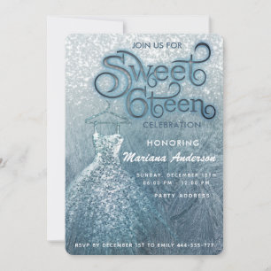 Invitation Dusty bleu neige hiver merveilleux doux 16