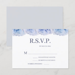 Invitation Dusty Bleu Rose Blanc Elégant Mariage Floral RSVP