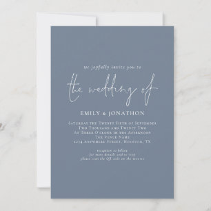Invitation Dusty Blue 3 Photos sur le dos QR Code Mariage