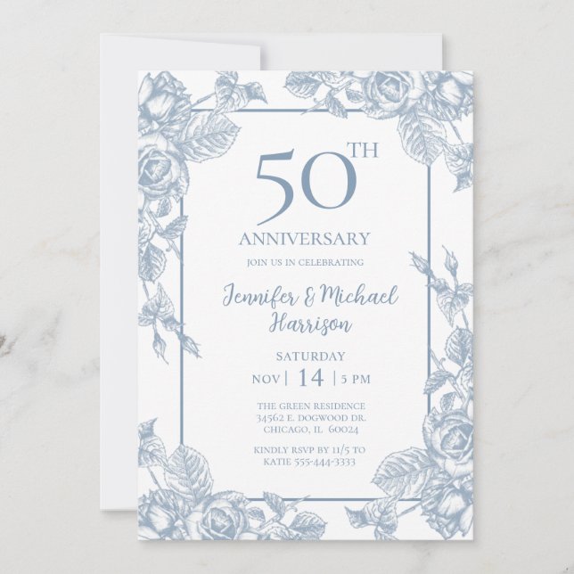 Invitation Dusty Blue 50e anniversaire (Devant)