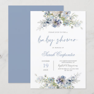 Invitation Dusty Blue Baby shower Boy
