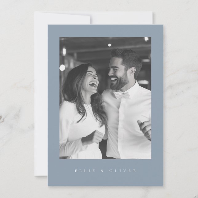 Invitation Dusty Blue Boho Photo 1 Mariage Moderne (Devant)