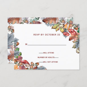 Invitation Dusty Blue Bourgogne Automne Champignon Mariage rs