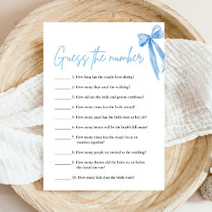 Invitation Dusty Blue Bow devine le jeu de Fête des mariées n