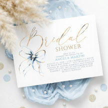 Dusty Blue Bow Elegant Romantic Bridal Shower