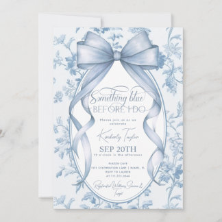Invitation Dusty Blue Bow Toile Quelque chose de bleu Fête de