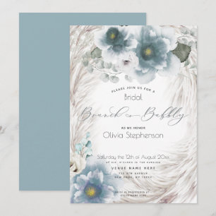 Invitation Dusty Blue Brunch Fête des mariées mousseuse