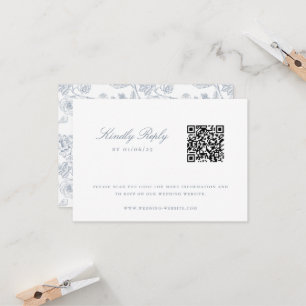 Invitation Dusty Blue Chinoiserie Mariage QR Code