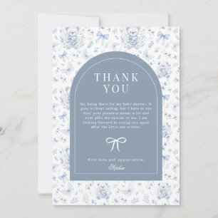 Invitation Dusty Blue Chinoiserie Teddy Bear Merci