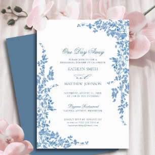 Invitation Dusty Blue Classic Vintage Floral à une journée