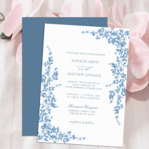 Dusty Blue Classic Vintage Floral Garden Mariage