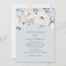 Dusty Blue Cream White Floral Mariage or