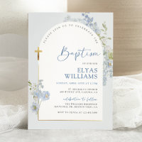 Dusty Blue Delphinium Floral Arché Boy Baptême