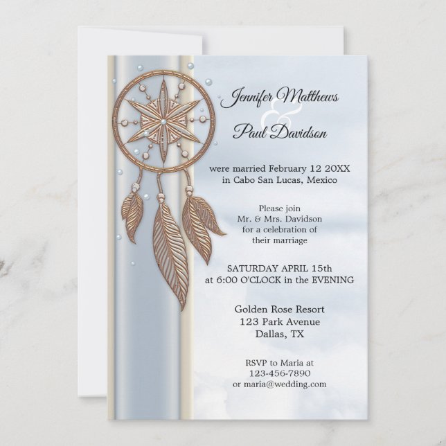 Invitation Dusty Blue Dreamcatcher Réception de mariage uniqu (Devant)