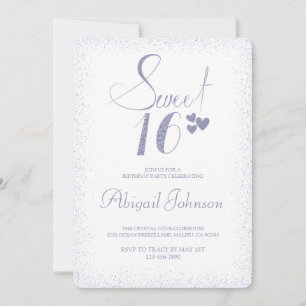 Invitation Dusty Blue Elegant Girls Sweet 16 Anniversaire