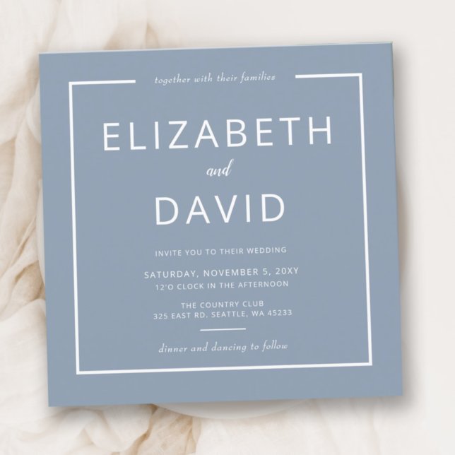 Invitation Dusty Blue Elegant Moderne minimaliste Mariage (Créateur téléchargé)