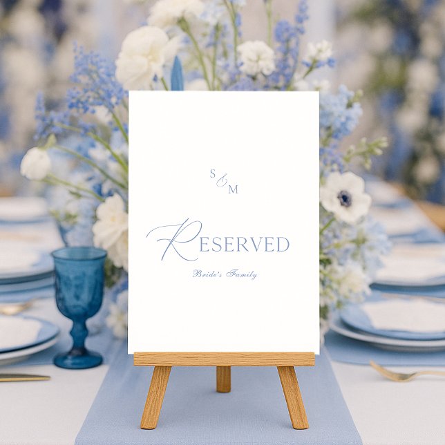 Invitation Dusty Blue Elegant “Reserved” Wedding Sign (Créateur téléchargé)