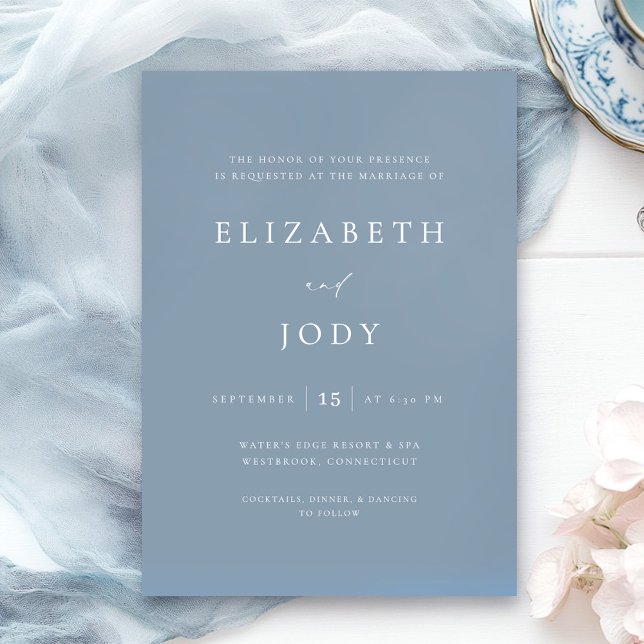 Invitation Dusty Blue Elegant Simple Wedding Modern (Créateur téléchargé)