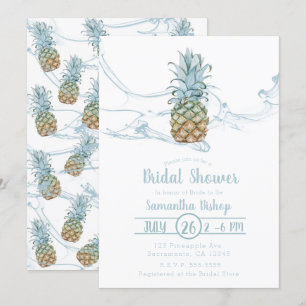 Invitation Dusty Blue et Ananas Juteux pour une Mariée en Été