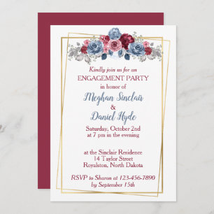 Invitation Dusty Blue et Burgundy