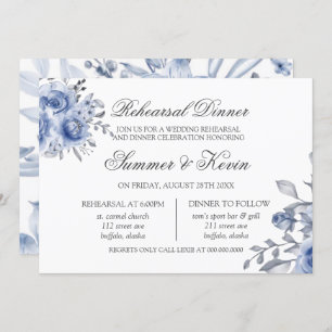 Invitation Dusty Blue et Grey Peony Party