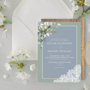 Invitation Dusty Blue Eucalyptus Botanique Mariage Invi