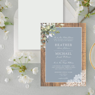 Invitation Dusty Blue Eucalyptus Botanique Mariage Invit