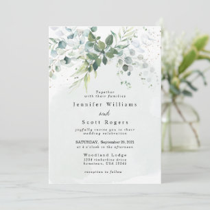 Invitation Dusty Blue Eucalyptus Vert Mariage Succulent