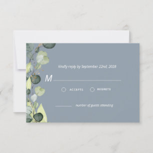 Invitation Dusty Blue Eucalyptus Vert RSVP Simple