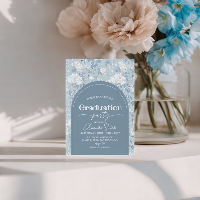 Invitation Dusty Blue Floral Arch Graduation Invite (Créateur téléchargé)