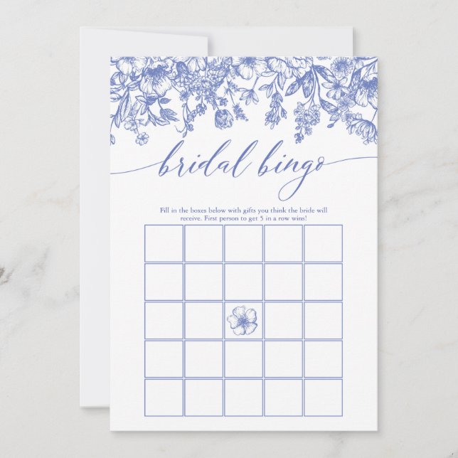 Invitation Dusty Blue Floral Bridal Fête des mariées Jeu (Devant)