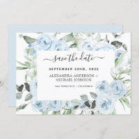 Dusty Blue Floral Green Enregistrer la date
