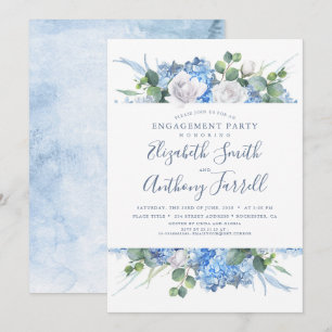 Invitation Dusty Blue Floral Green Party