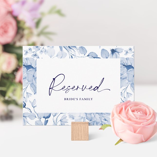 Invitation Dusty Blue Floral Reserved Seating Card  (Créateur téléchargé)