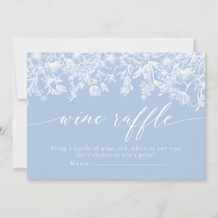 Invitation Dusty Blue Floral Vin Raffle Fête des mariées Jeu
