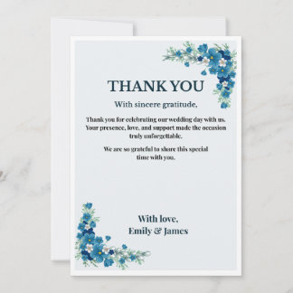 Invitation Dusty Blue Floral Wedding Thank You Card