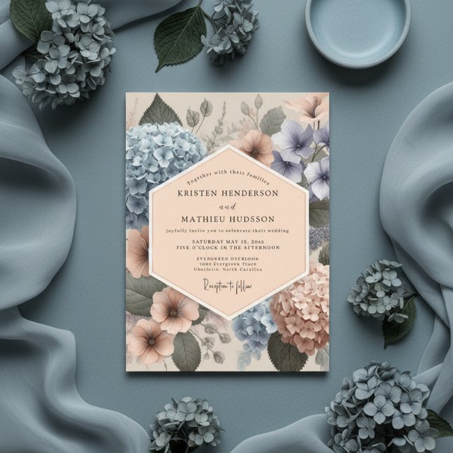 Invitation Dusty Blue Floral Whimsical Wedding (Créateur téléchargé)