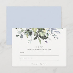 Invitation Dusty Blue Florals Mariage RSVP