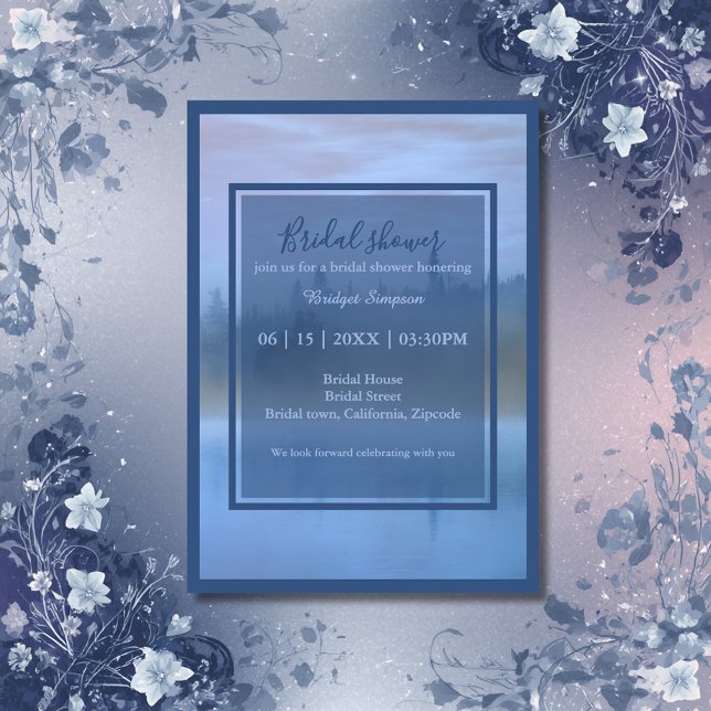 Invitation dusty blue forest landscape bridal shower (Créateur téléchargé)